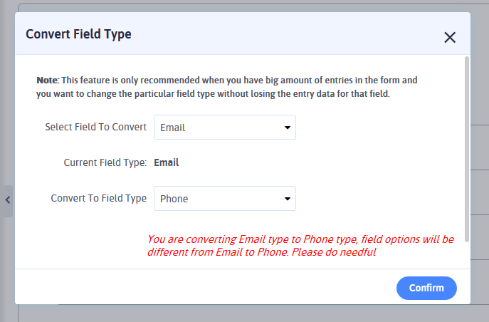 ARForms - Convert Field Type